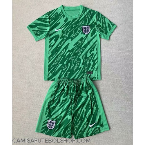 Camisa de time de futebol Inglaterra Goleiro Replicas 2º Equipamento Infantil Europeu 2024 Manga Curta (+ Calças curtas)